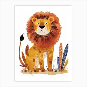 African Lion Hunting In The Savannah Clipart 2 Art Print