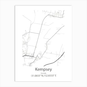 Kempsey,Australia Minimalist Map Art Print