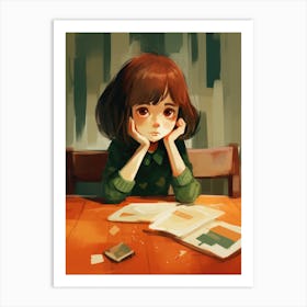 Girl Sitting At Table Art Print