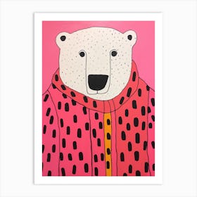 Pink Polka Dot Polar Bear 2 Art Print