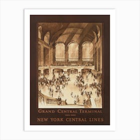 Grand Central Station Vintage Travel Poster Art Print