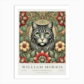 William Morris inspired cat print 16 Art Print