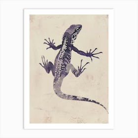 Purple Grand Cayman Lizard Block Print 2 Art Print
