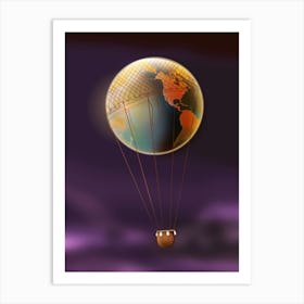 Earth In A Hot Air Balloon Art Print