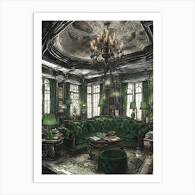 Emerald Green Living Room Art Print