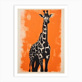 Giraffe, Woodblock Animal  Drawing 7 Art Print