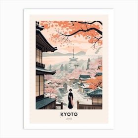 Vintage Winter Travel Poster Kyoto Japan 3 Art Print