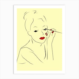 Woman doing makeup Art Print