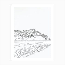 Table Mountain South Africa Line Drawing 8 Art Print