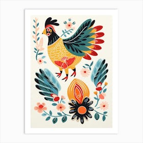 Folk Style Bird Painting Rooster 5 Art Print