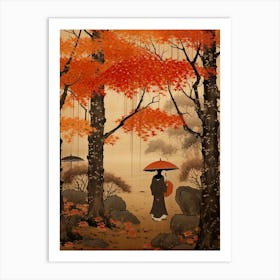 Seasonal Changes Japanese Style Illustration 3 Art Print