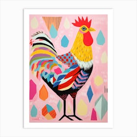 Pink Scandi Chicken 2 Art Print