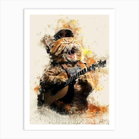 Cat Playing Guitar music Art Print
