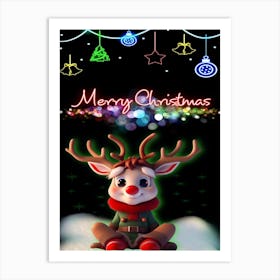 Reindeer Christmas Art Print