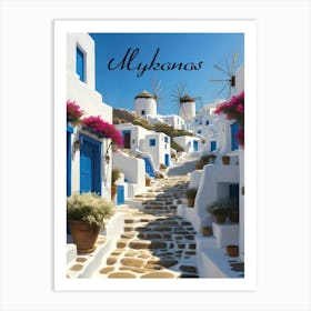 Mykonos Windmills Art Print