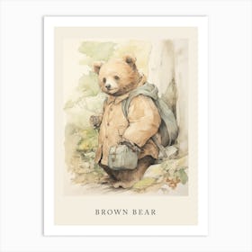 Beatrix Potter Inspired  Animal Watercolour Brown Bear 2 Art Print