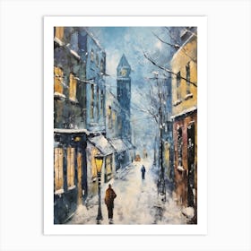 Vintage Winter Painting Cologne Germany 2 Art Print