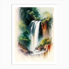 Anisakan Falls, Myanmar Water Colour  (3) Art Print