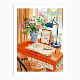 Workspace with Botanical Decor Art Print