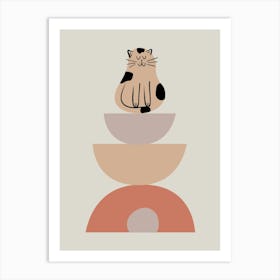 Cat Sitting On A Bowl 1 Art Print