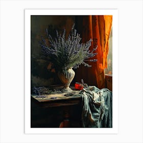 Baroque Floral Still Life Lavender 2 Art Print
