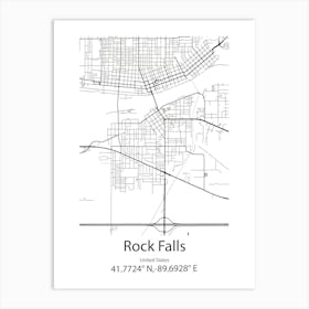 Rock Falls,United States Minimalist Map Poster