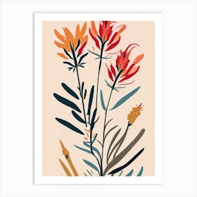 Indian Paintbrush Wildflower Modern Muted Colours Art Print