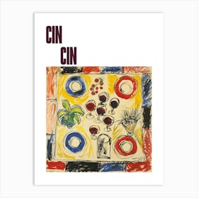 Cin Cin Poster Wine Lunch Matisse Style 8 Art Print