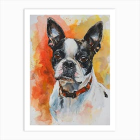 Boston Terrier Watercolor Painting 3 Art Print