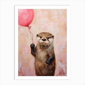 Cute Otter 4 With Balloon Art Print