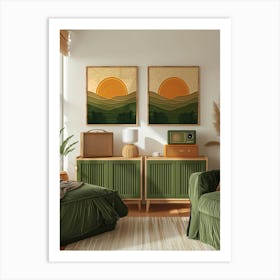 Sunset In A Living Room Art Print