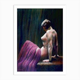 Nude Sitting On Table (2011) Art Print