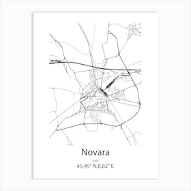 Novara,Italy Minimalist Map Art Print