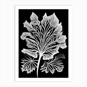 Cilantro Leaf Linocut 1 Art Print