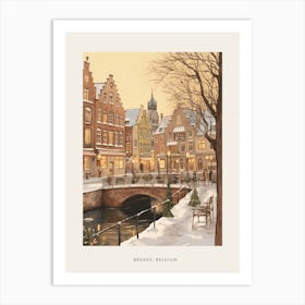 Vintage Winter Poster Bruges Belgium 1 Art Print