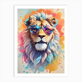 Funny Lion King Wearing Glasses Art Print