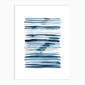 Watercolor Blue Stripes Art Print