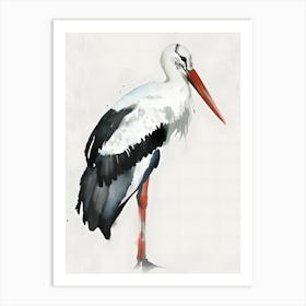 Watercolor Stork Art Print