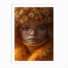 Portrait Of A Girl With Curly Hair Art Print