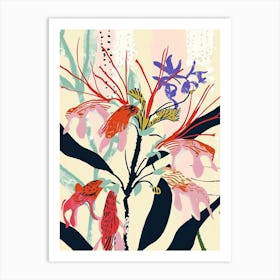 Colourful Flower Illustration Bee Balm 1 Art Print