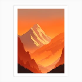 Misty Mountains Vertical Composition In Orange Tone 318 Art Print