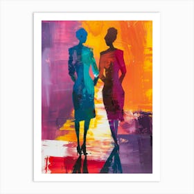 Two Women Walking 3 Art Print