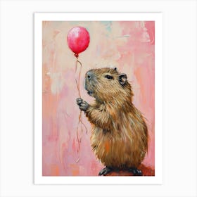Cute Capybara 2 With Balloon Art Print