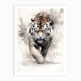 Tiger Art In Ink Wash Painting Style 4 Art Print