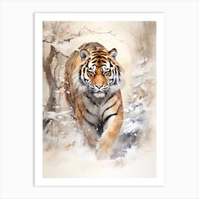 Tiger Art In Chinese Brush Painting Style 2 Art Print