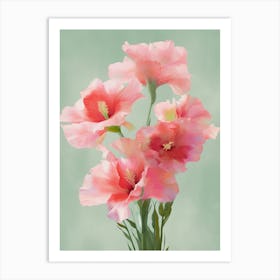 Gladioli Flowers Acrylic Painting In Pastel Colours 11 Art Print