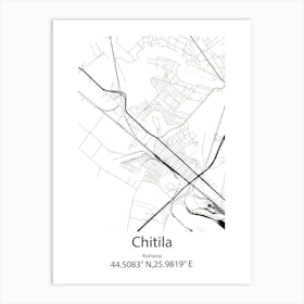 Chitila,Romania Minimalist Map Art Print