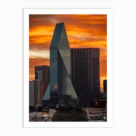 Sunset Over Dallas Skyline 1 Art Print