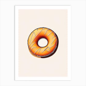 Bourbon Glazed Donut Abstract Line Drawing 3 Art Print