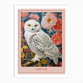 Floral Animal Painting Snowy Owl 1 Poster Art Print